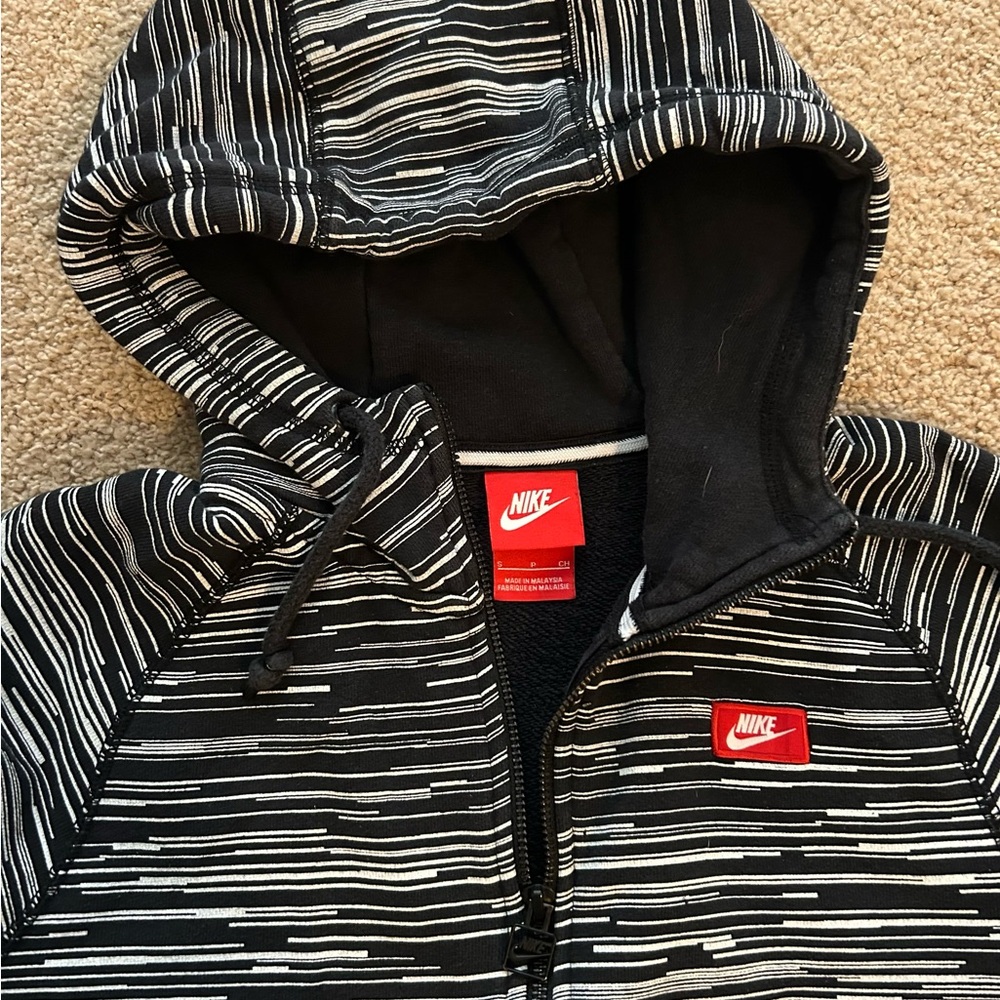 Nike Striped Black and White Hoodie